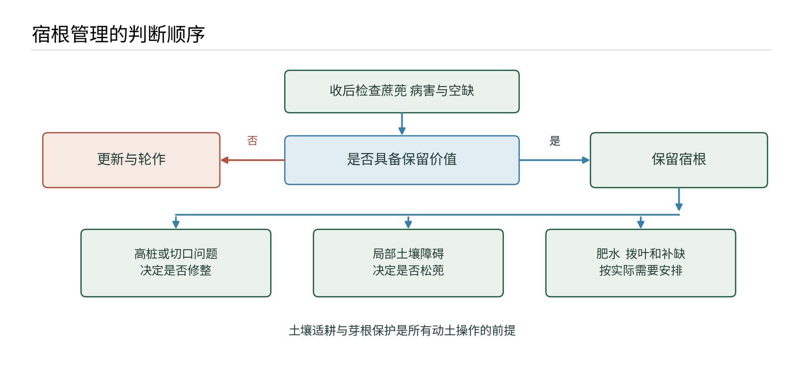 图13 宿根管理判断图  先判定保留  再分别判断是否平茬或松蔸